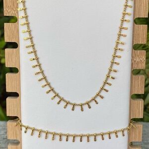 New NWOT Slide Jewelry Matching Gold Boho Fringe Necklace & Bracelet.